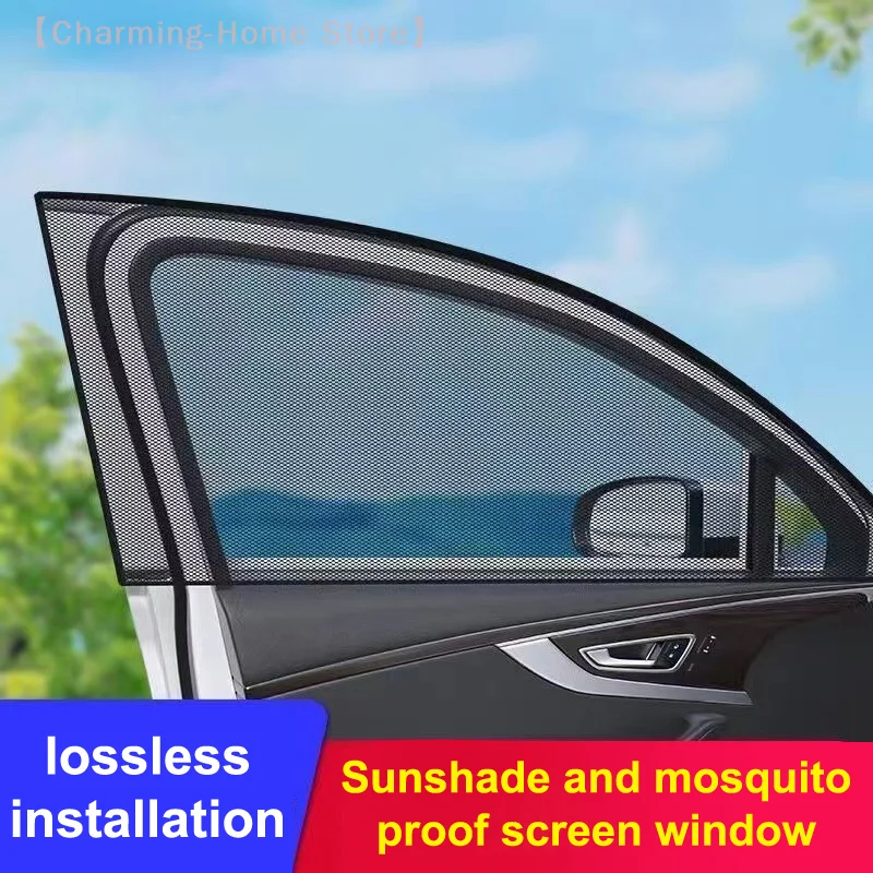 【M】2 Stück universelles Autofenster-Moskitonetz und Sonnenschutz, Sichtschutz mit Sonnenschutz und Insektenblockierendem Netz