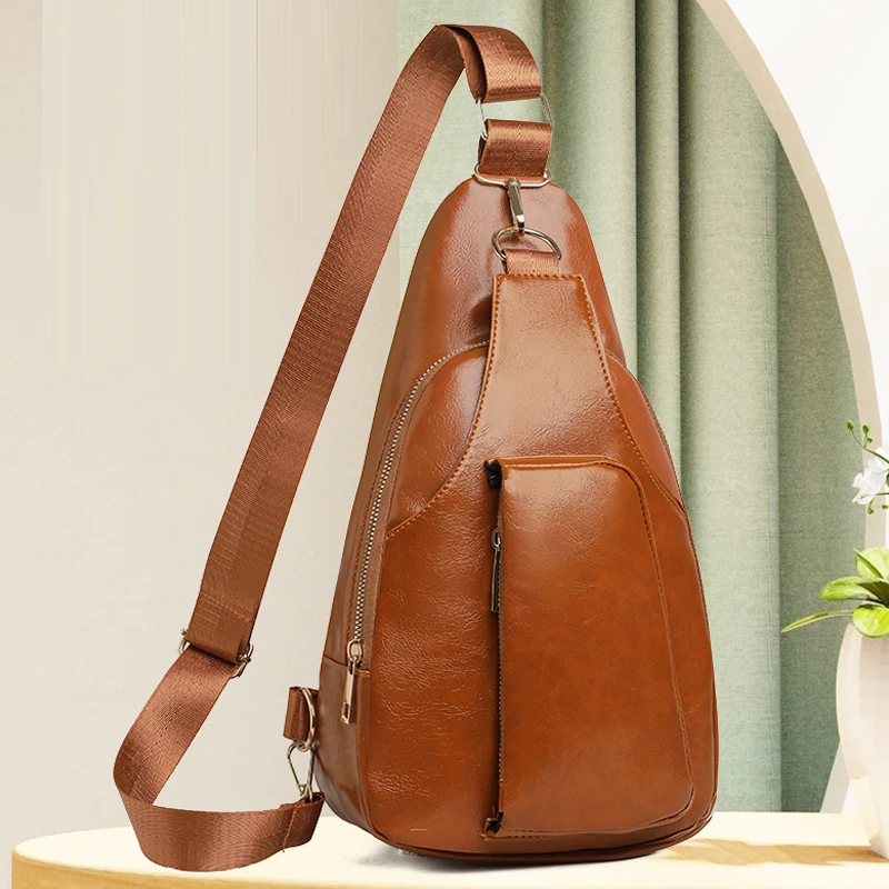 

Stylish multi-pocket messenger bag - adjustable shoulder strap, zipper closure, chest bag, suitable for travel and daily use