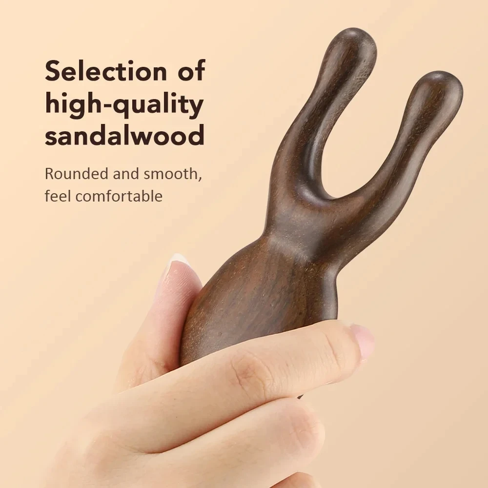 Wooden Gua Sha Facial Tools Head Massager Sandalwood Wood Massage Tool for Face Nose Eye Wood Massage Acupressur Tools
