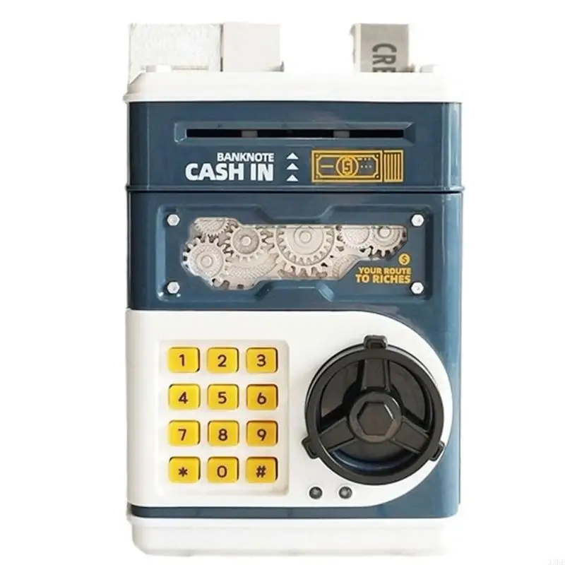 XXFE Electronic Money Box for Kids with Keypad Controls and Round Handle, Holds and Draws Banknotes Inside for Saving