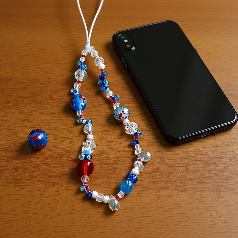 Y2K Aesthetic Mobile Phone Lanyard Ins Style Beaded Phone Chain Anti Lost Cellphone Strap Bracelet Keychain Pendant