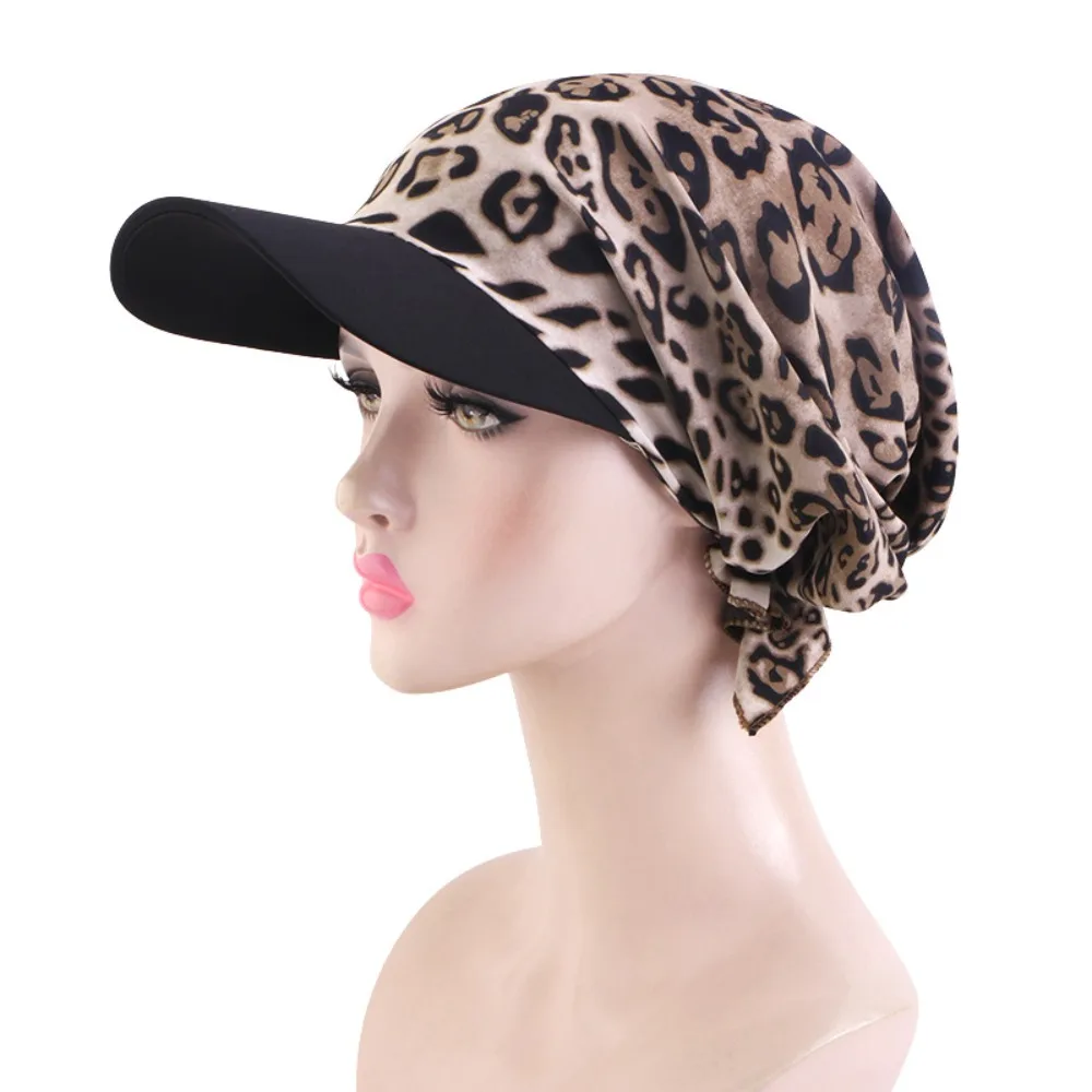 

Breathable Headscarf with Brim Lace-up Style Ethnic Prints Headscarf Baseball Cap Lightweight Headscarf Sun Hat Summer Outdoor