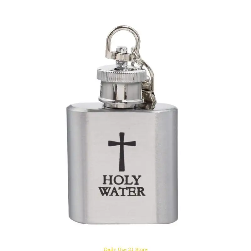 Keychains Refillable Christian Crosses Water Container Metal Holy Water Bottle