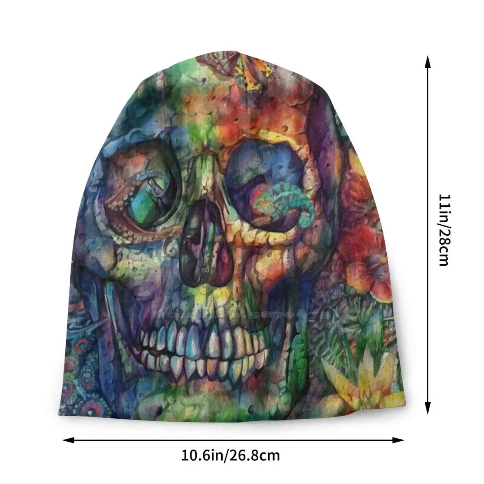 Skull Knitted Hat Warm Beanie Outdoor Caps Skulls Skull Art Scary Zombie Spooky Psychedelic Horror Hallowen Day Of The Dead Pop