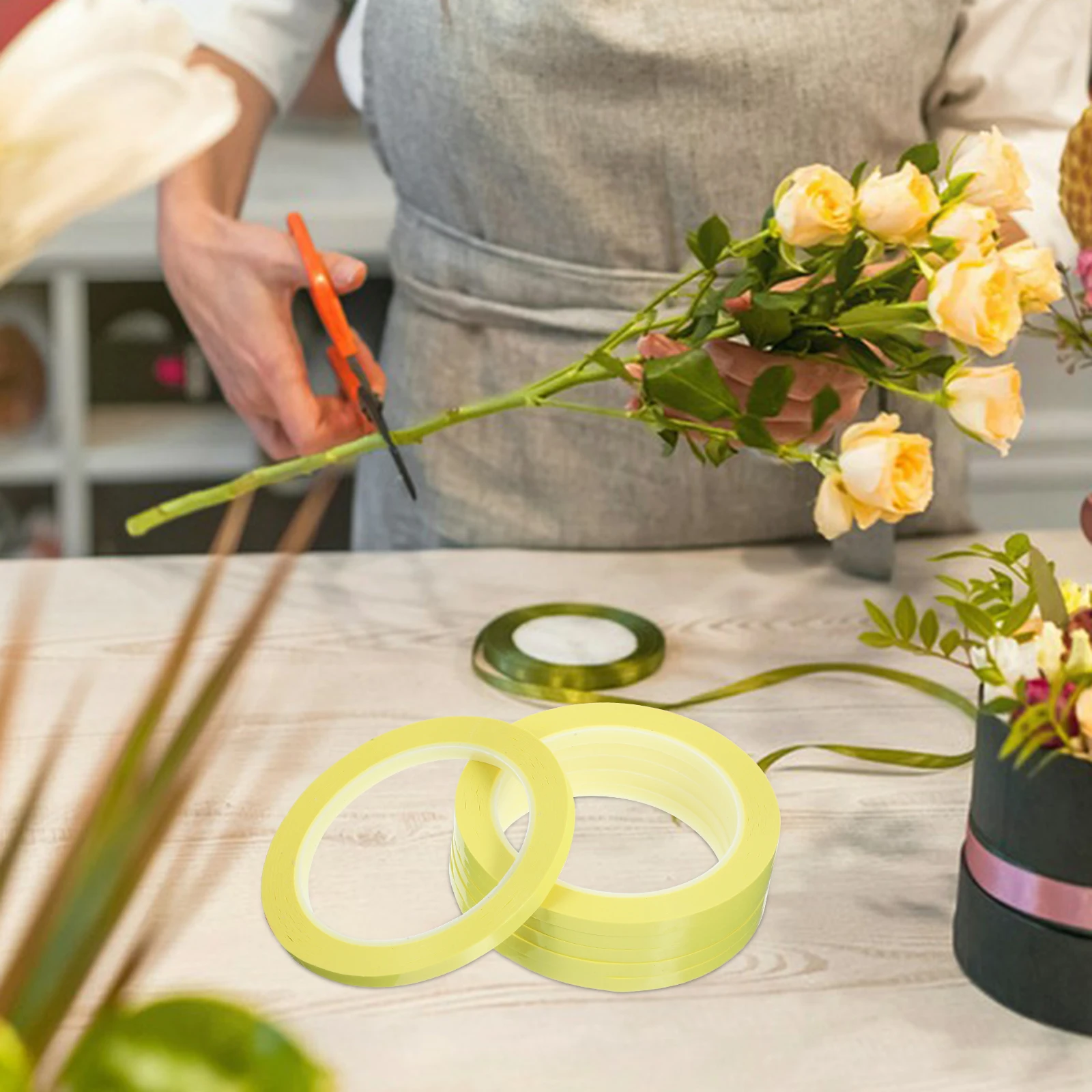 

6 Rolls Floral Tape Clear Transparent Flower Arrangements Florist Supplies Sticks Bouquet