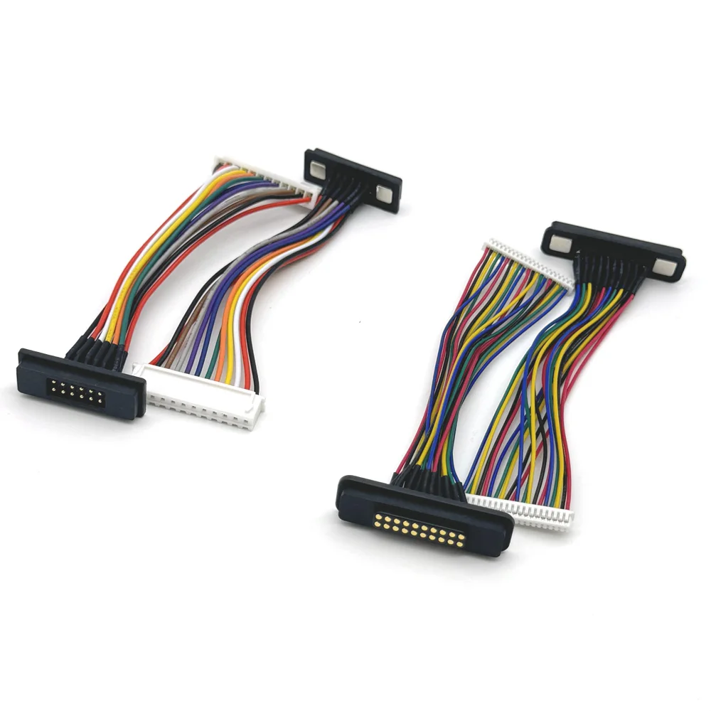 1set 2A 12Pin 20Pin DC Magnetische Pogo Pin Stecker Pogopin Männlich Weiblich Mit band kabel Gefederte DC Steckdose