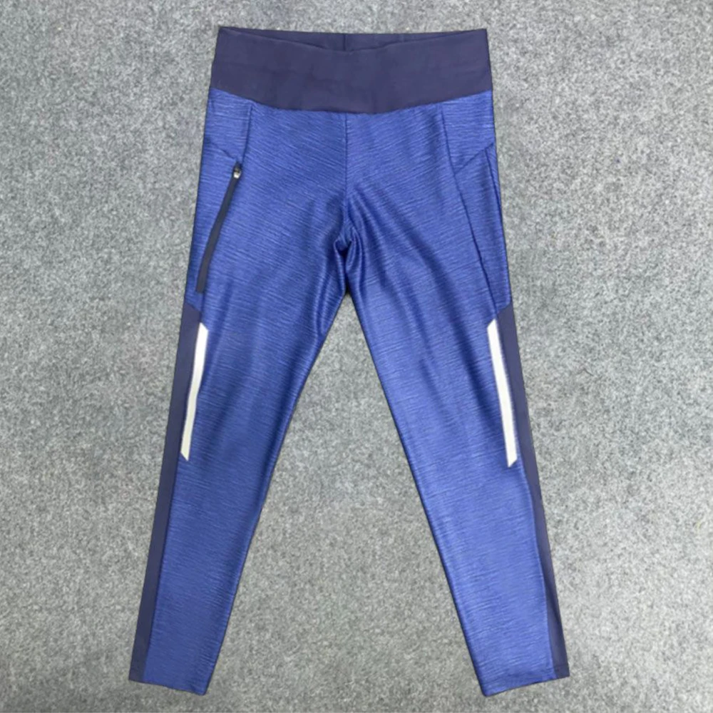 아시아 사이즈 지퍼 오픈 크로치 블루 크롭 레깅스 여성 요가 카프리 이국적인 피트니스 바지