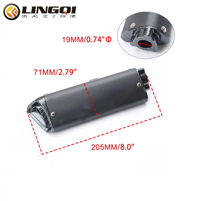 LINGQI RACING Steel Carbon Fiber Exhaust Pipe Silencer Muffler Universal For KT Mini Moto Motoross Pit Dirt Bike Accessories