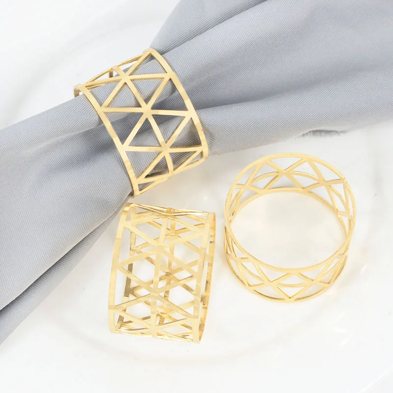 5/6pcs Metal Hollow Napkin Rings Holder Gold/Pink/Sliver West Dinner Towel Napkin Ring For Christmas Wedding Party Table Decor