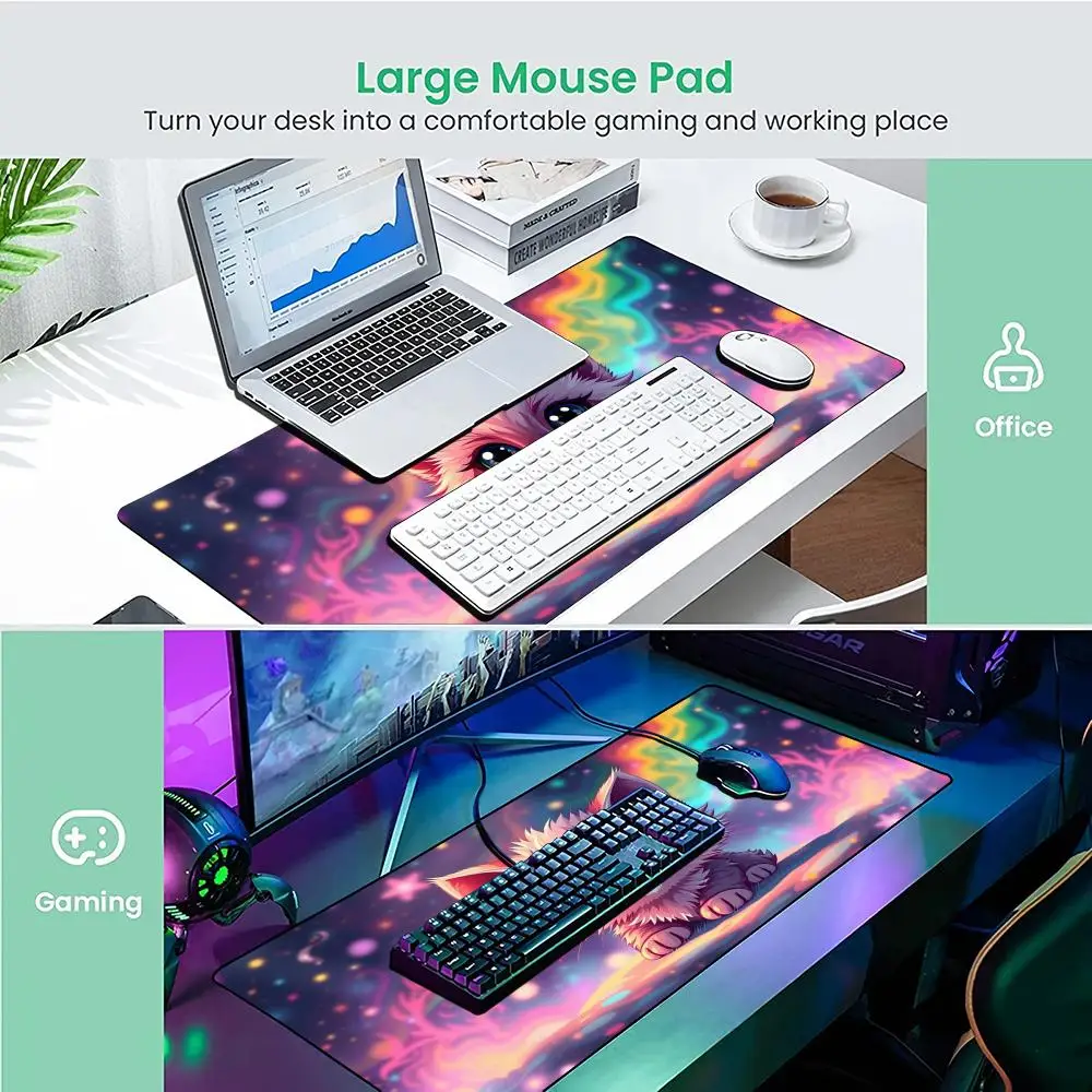 Kawaii القط التوضيح ماوس الوسادة حصيرة مكتبية الألعاب الحصير المضادة للانزلاق دائم مكتب الملحقات لوحة المفاتيح منصات سطح المكتب maus الوسادة البساط #6