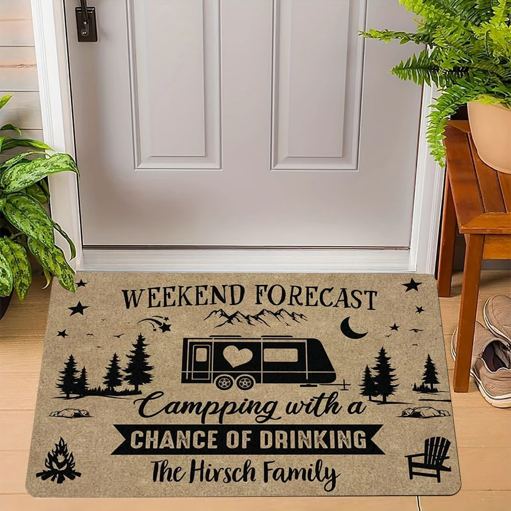 Funny Camping Doormat Weekend Forecast Camping With A Chance Of Drinking Rug Washable Non Slip Camper Floor Mat Front Door