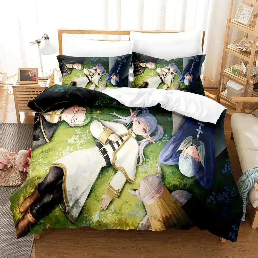 New Frieren Bedding Set Single Twin Full Queen King Size Bed Set Adult Kid Bedroom Duvet cover Sets 3D Print Anime Bed Sheet Set