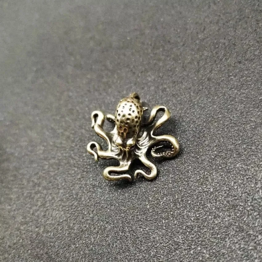 Brass Octopus Ornament Handmade Pure Copper Octopus Handle Piece Tea Ceremony Accessories Creative Tea Pet