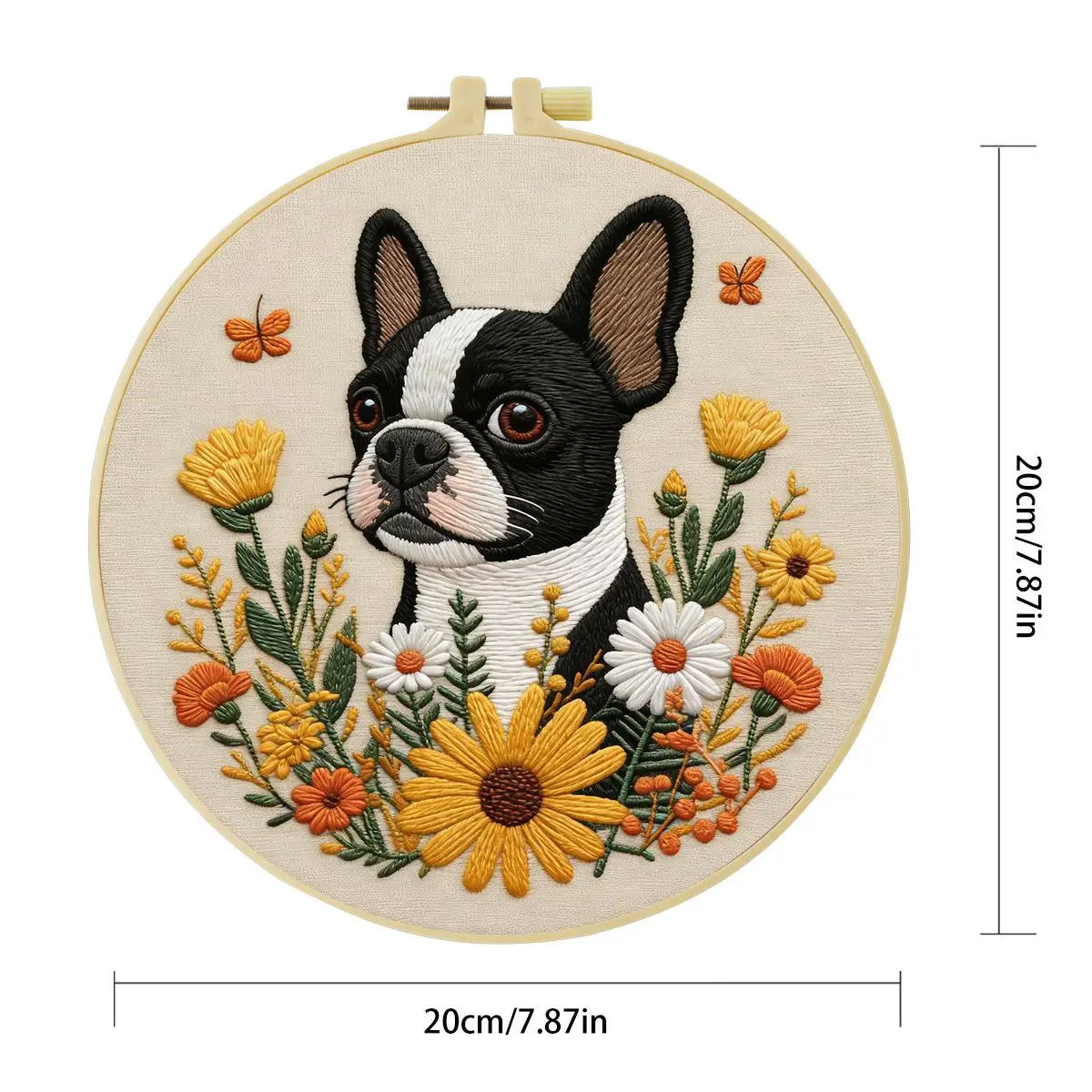 1 Stück 20X20CM/15X15CM 7,87/6,3 Zoll Hund-Stickerei-Starter-Kit DIY-Kit DIY-Stickerei-Set für Anfänger Heimdekoration – Detail 4