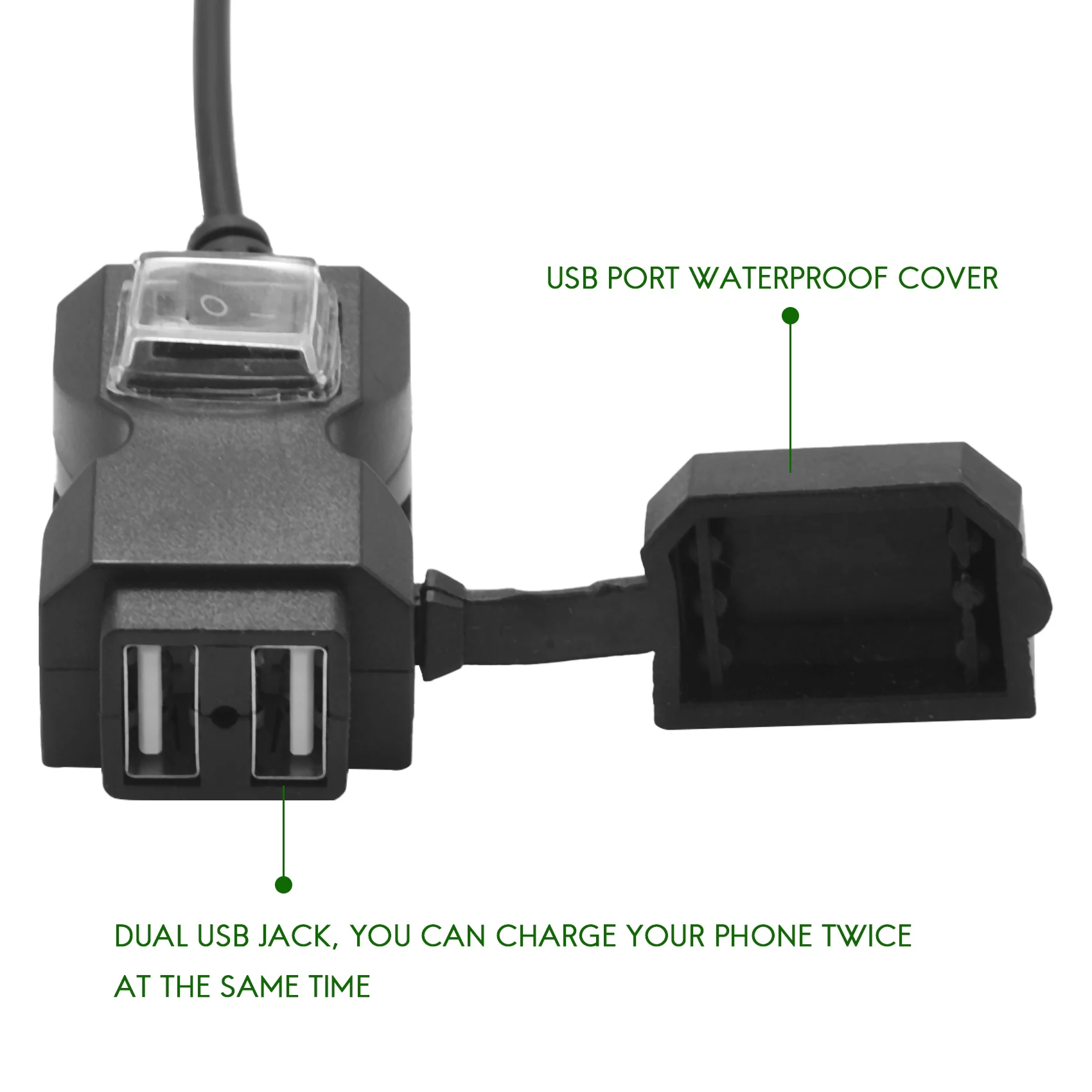 Compatible 12V Waterproof Motorbike Motorcycle Dual-USB Charger Power Socket Adapter Outlet