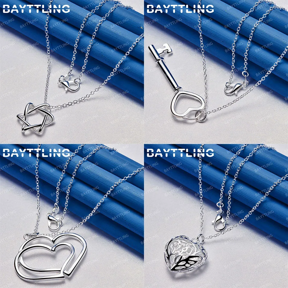

Fashion 925 Sterling Silver 16-30 Inch Star Heart Pendant Necklace Women's Christmas Accessories Gift Engagement Jewelry
