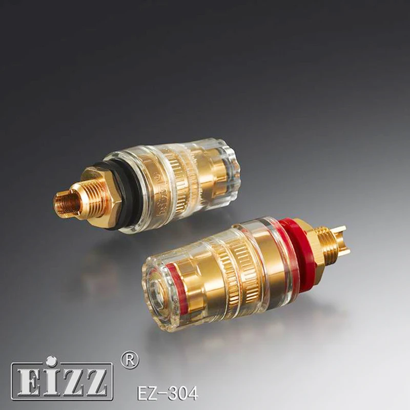 

2pcs EIZZ 24K Gold Plated Brass Speaker AMP Binding Post HiFi Banana Jack Connector Terminal Socket Panel Chassis Mount