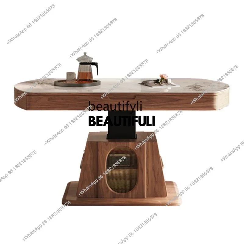 

s8617 Lifting rock slab coffee table dual-use living room small apartment living room multi-functional middle-aged style
