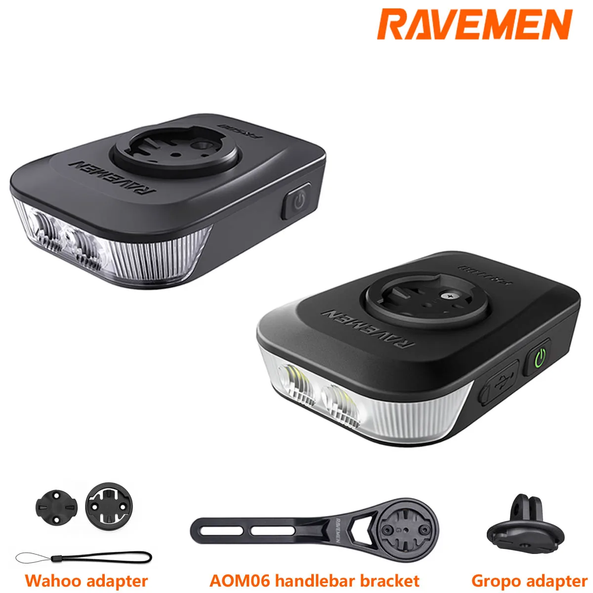 

Велосипедная фара RAVEMEN FR1100 SE FR500 для Garmin Wahoo, передняя лампа для велосипеда, перезаряжаемая, с боковой видимостью, для дневного и ночного использования, крепление AOM06