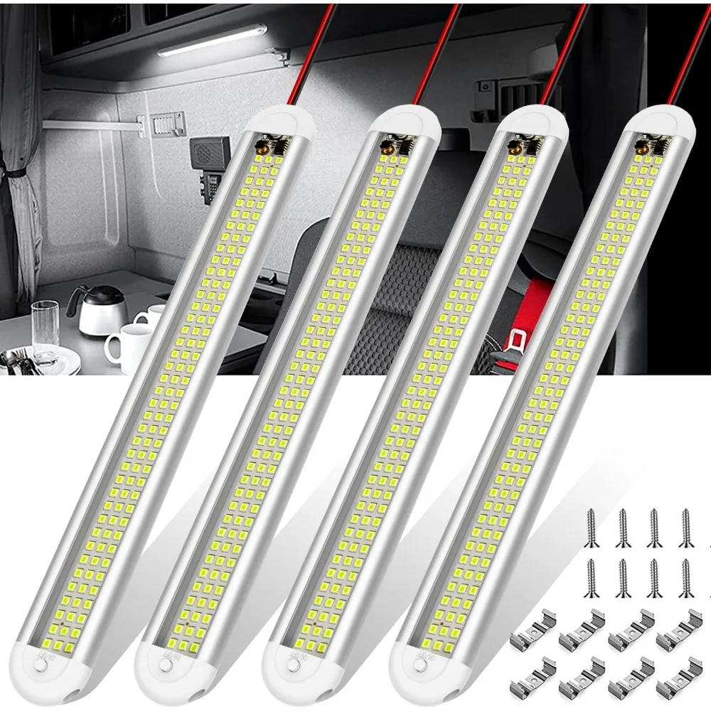 4PCS 12V interior light strip, 120LED, suitable for enclosed cargo trailers, motorhomes, trucks, camping boats, and caravans