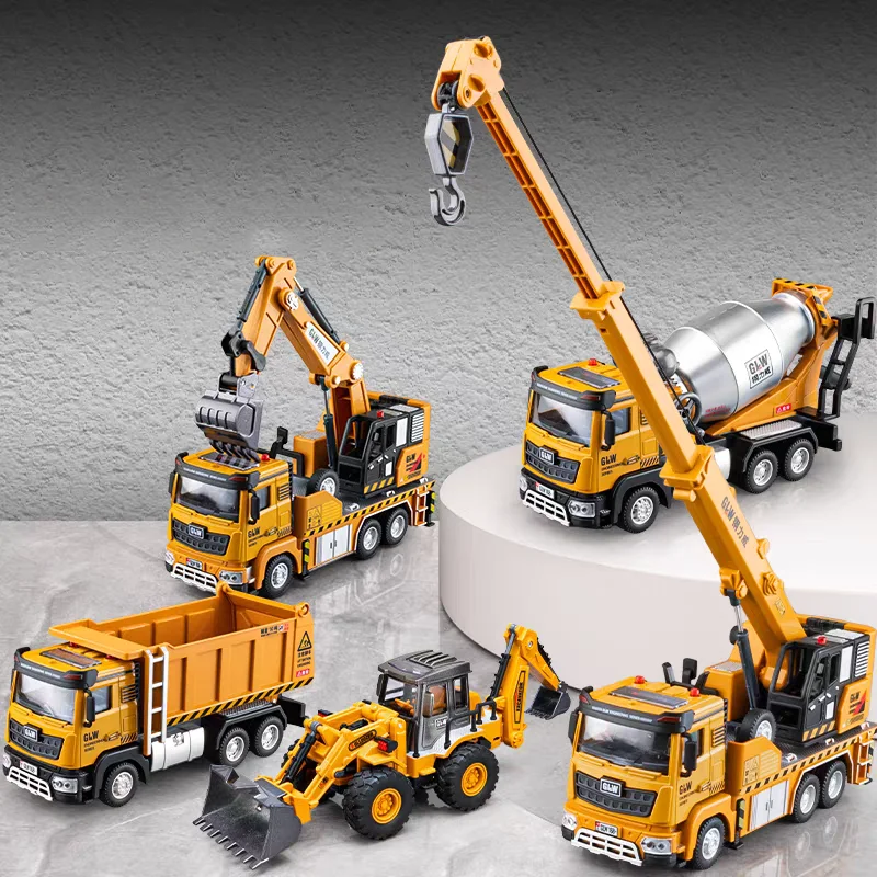 

1:40 литая под давлением модель автомобиля, инженерный звук, свет, экскаватор, бульдозер, кран, экскаватор, строительная коллекция, грузовик, игрушки для детей