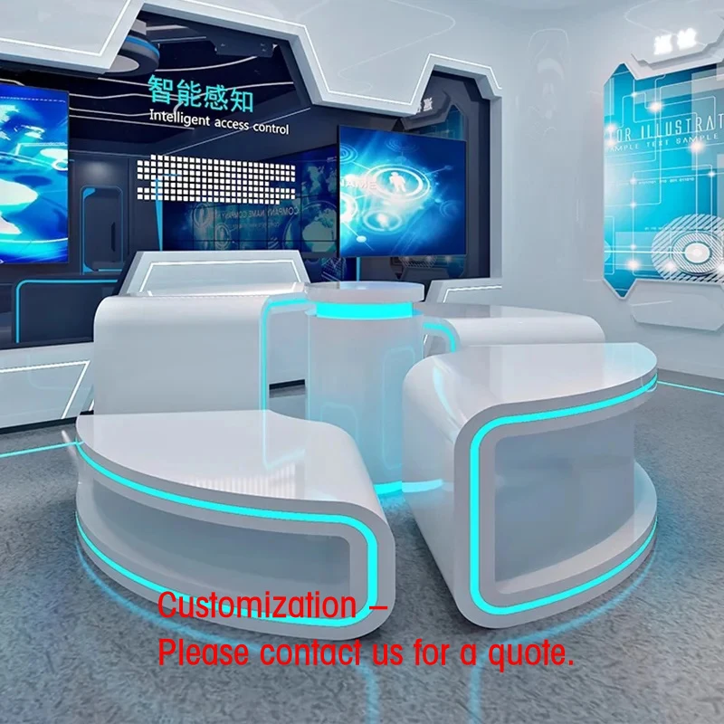 custom.Shaped Science Technology Sense Customizable Cabinet Circular Center Island Booth Exhibition Hall Display