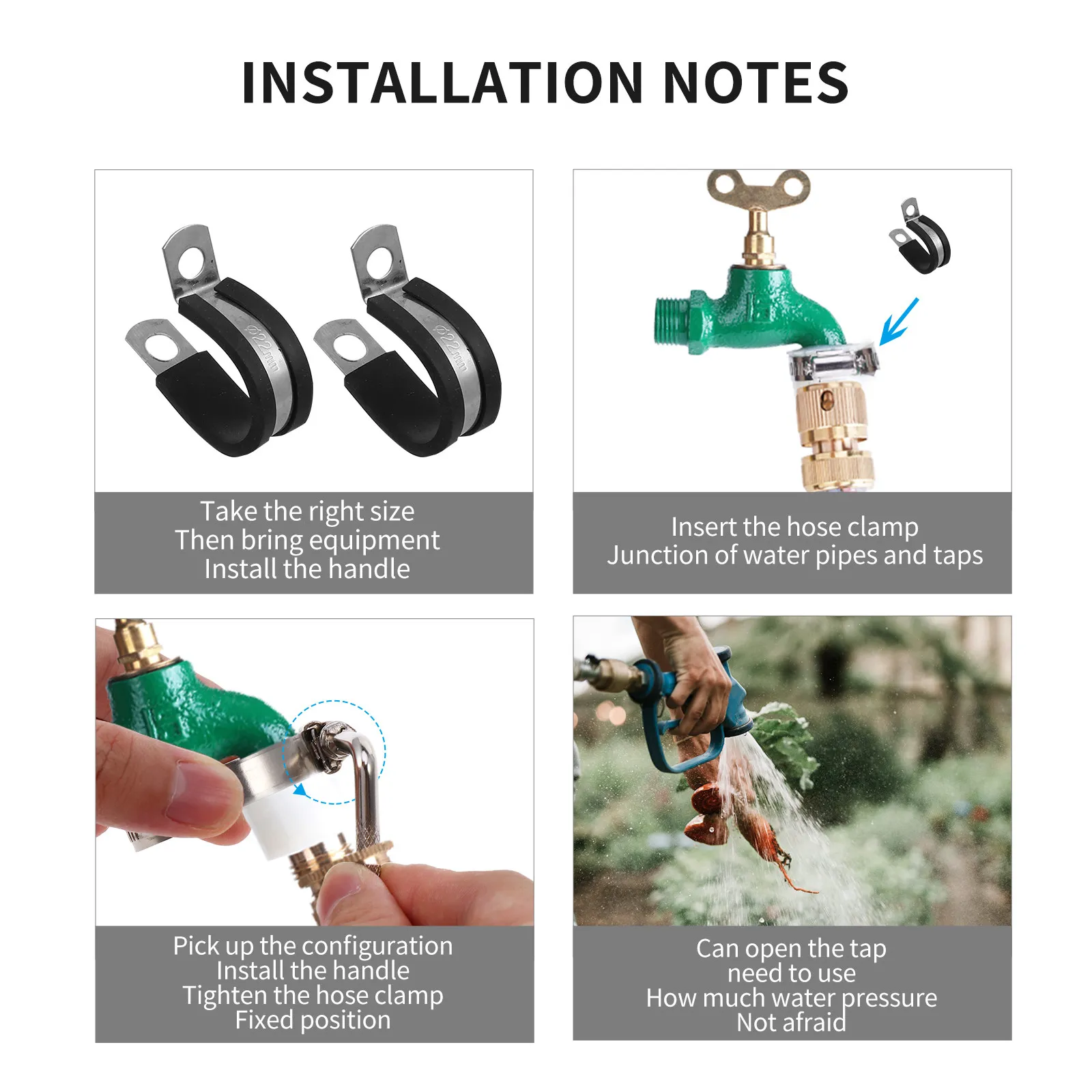 32Pcs Durable Steel Hose Clamp Set Rubber Lined for Air Water Fuel Line Applications R-Shaped Hose Clamp Clip Cable Clip view 2