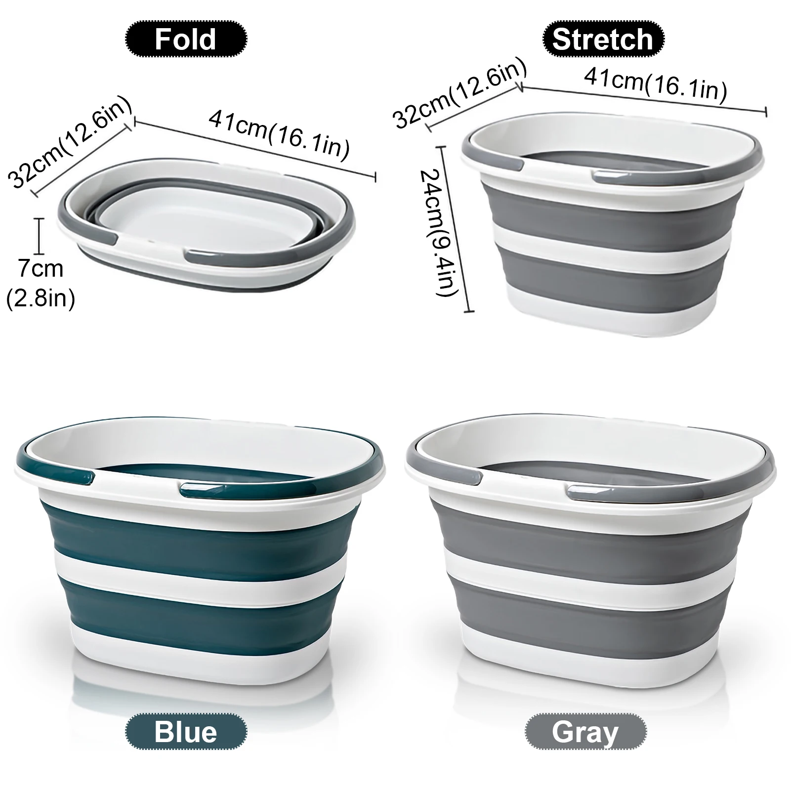 16L Multi-Functional Laundry Basket Household Folding Basin Car Wash Bucket Bathroom Storage Baskets for Washing Fishing Camping