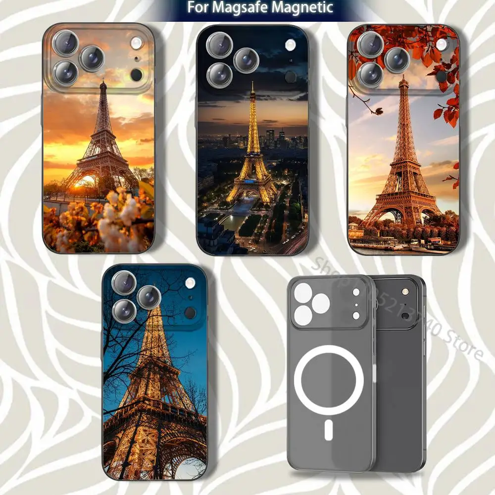

P-Paris E-Eiffel Art TowerS Phone Case For iPhone 15,12,11,14,13,17,16,Plus,Air,Pro,Max,E,Mini for Magsafe Magnetic Frosted Grey
