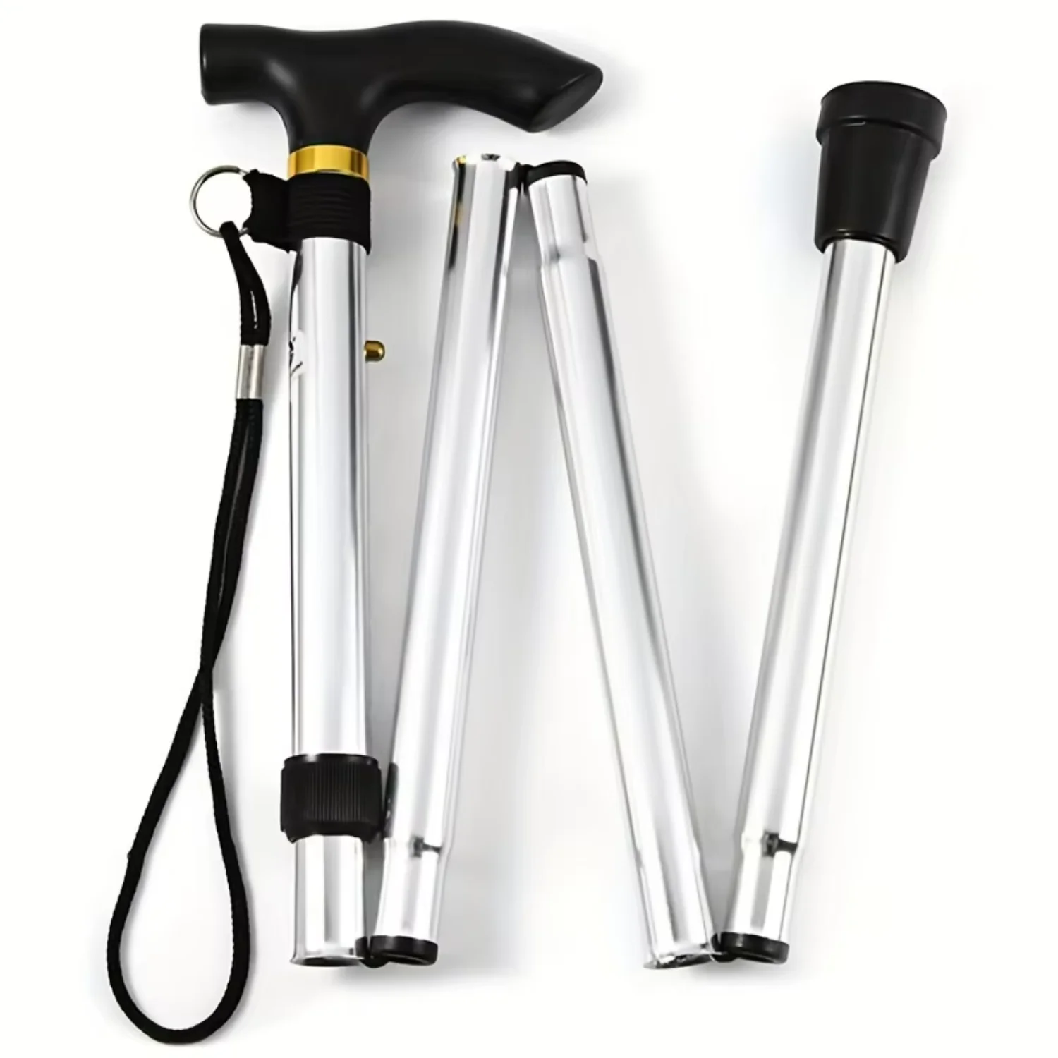 Lightweight Foldable Walking Stick With Rubber Tip And Adjustable Height - Perfect  Hiking, Trekking, And Travel
