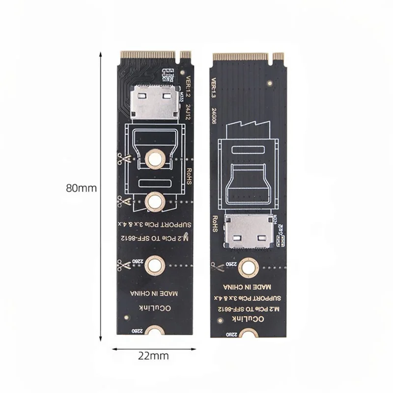 بطاقة محول NVME M.2 إلى Ocpulink M. 2 Pcie إلى SFF-8611/SFF-8612 تدعم Pcie 3.0/4.0 للولايات المتحدة. 2 ش. 3 اس دي