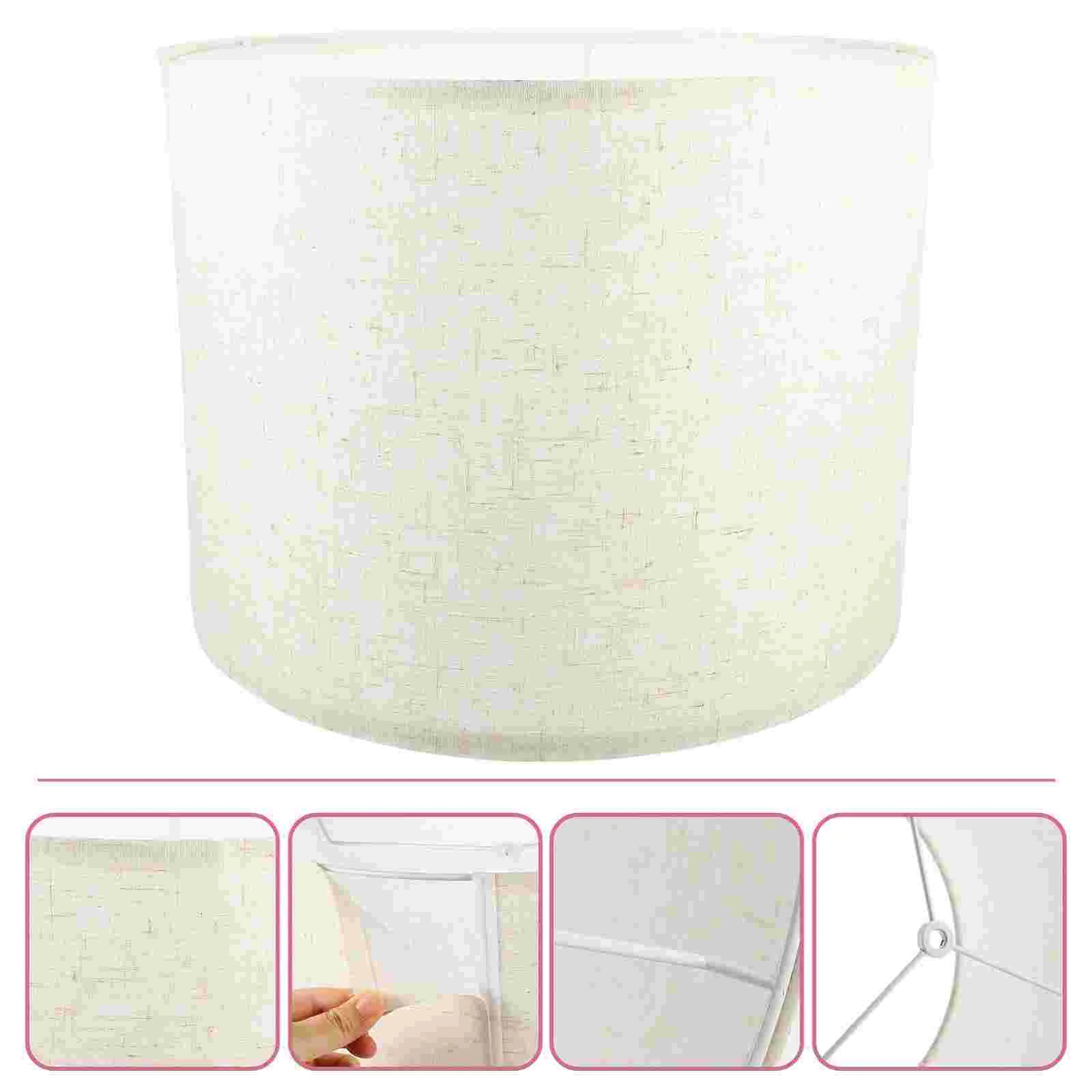 

Cylinder Light Cover Fabric Chandelier Lampshades Rural Wicker Beige Iron Decorative Pendant Lights