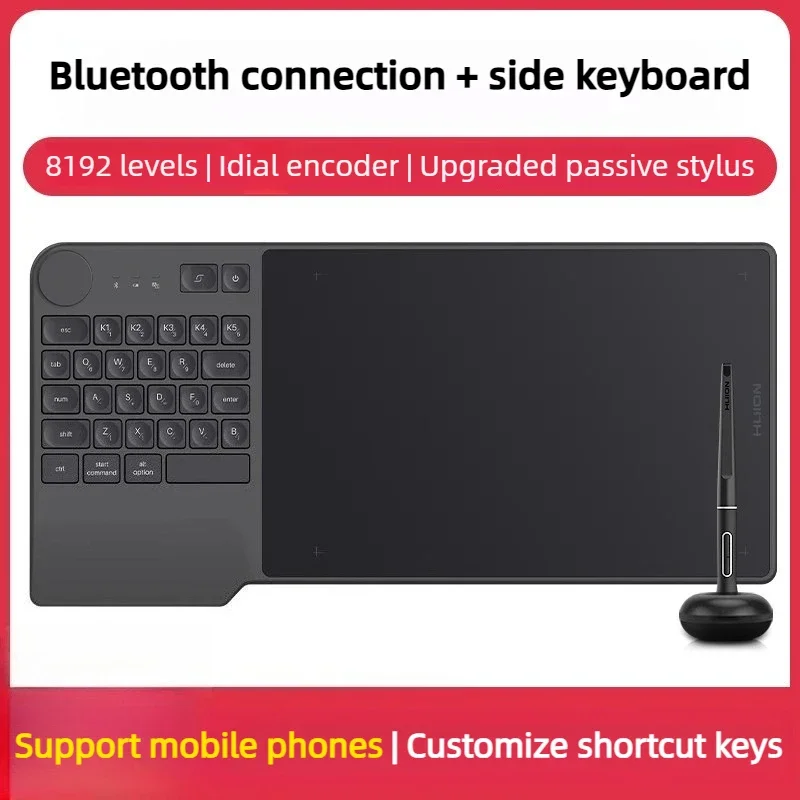 Inspiroy Keydial KD200 Digital Tablet with Battery-Free Pen Wireless Graphics Digital Drawing Board with Keyboard for PC Phone