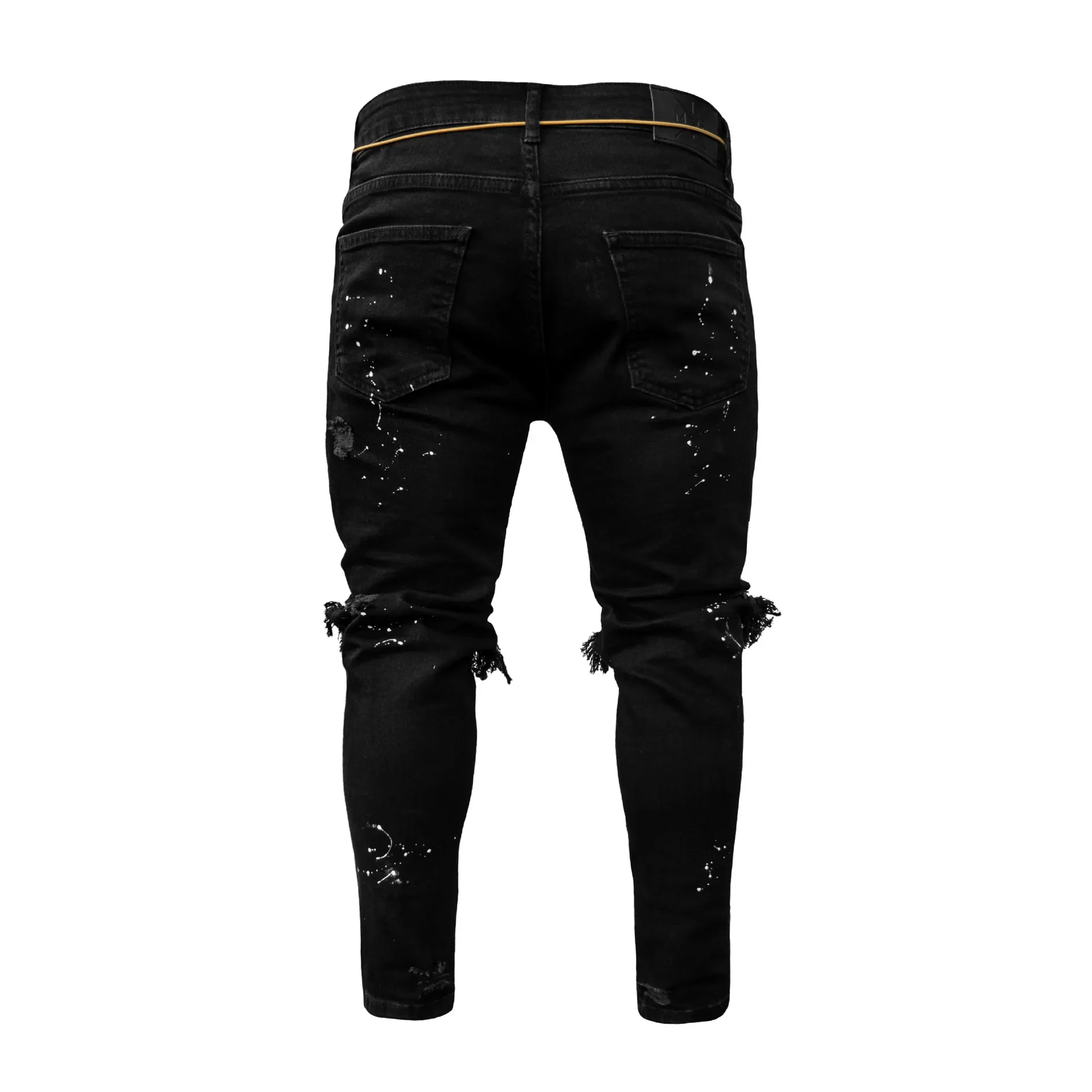 Pantalones vaqueros rasgados con agujeros para hombre, Pantalón Cargo de Hip Hop, desgastado, azul claro, ropa ajustada de longitud completa, otoño