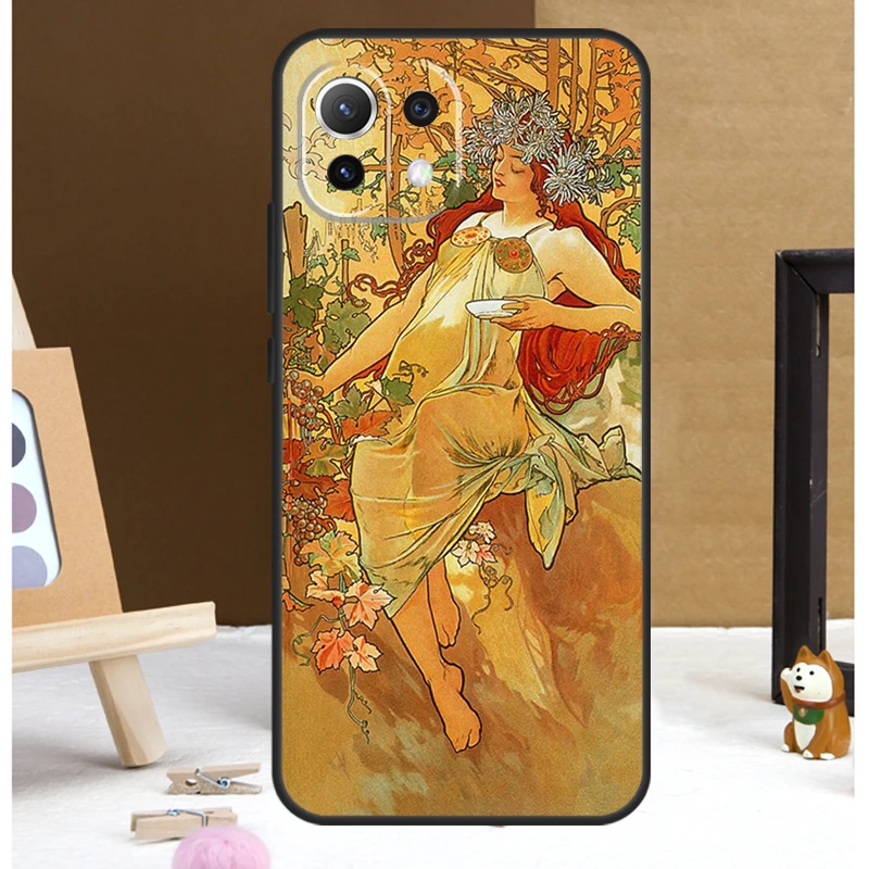 Alphonse Mucha Painted Case For POCO X6 Pro M6 X5 X3 Pro M5s F3 F5 Xiaomi 14 13 Ultra 12 Lite 11T 12T 13T Pro Cover