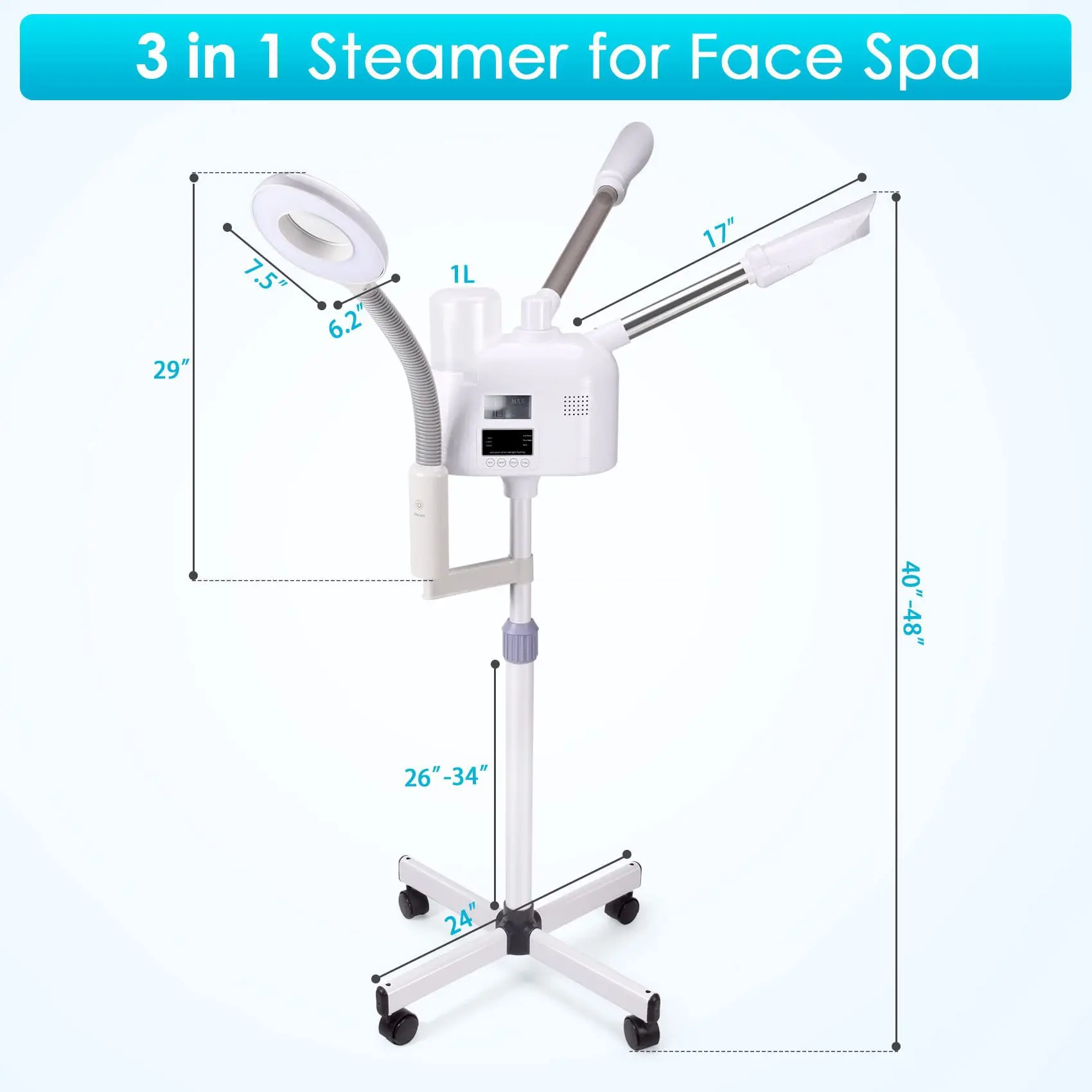 STLFMultifunctioneel gezichtsstoomapparaat 3-in-1 nano-ionische dubbele buis Hot Professional Spa Ozon Beauty Machine gezichtsstoomboot