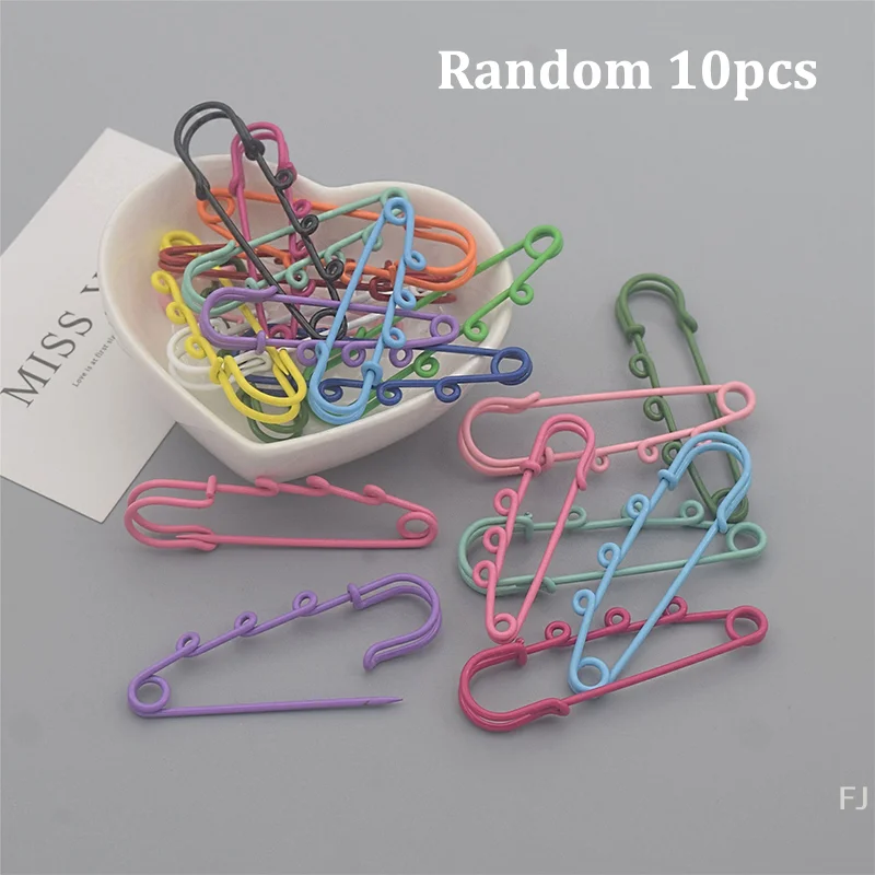 

Set of 10 Colorful Safety Pins with Triple Hole Base for DIY Jewelry Crafting