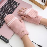 Fingerless Heated Gloves Heating Men Women Fingerless Winter Gloves Knitting Typing Gloves Heated Work Gloves For Ski