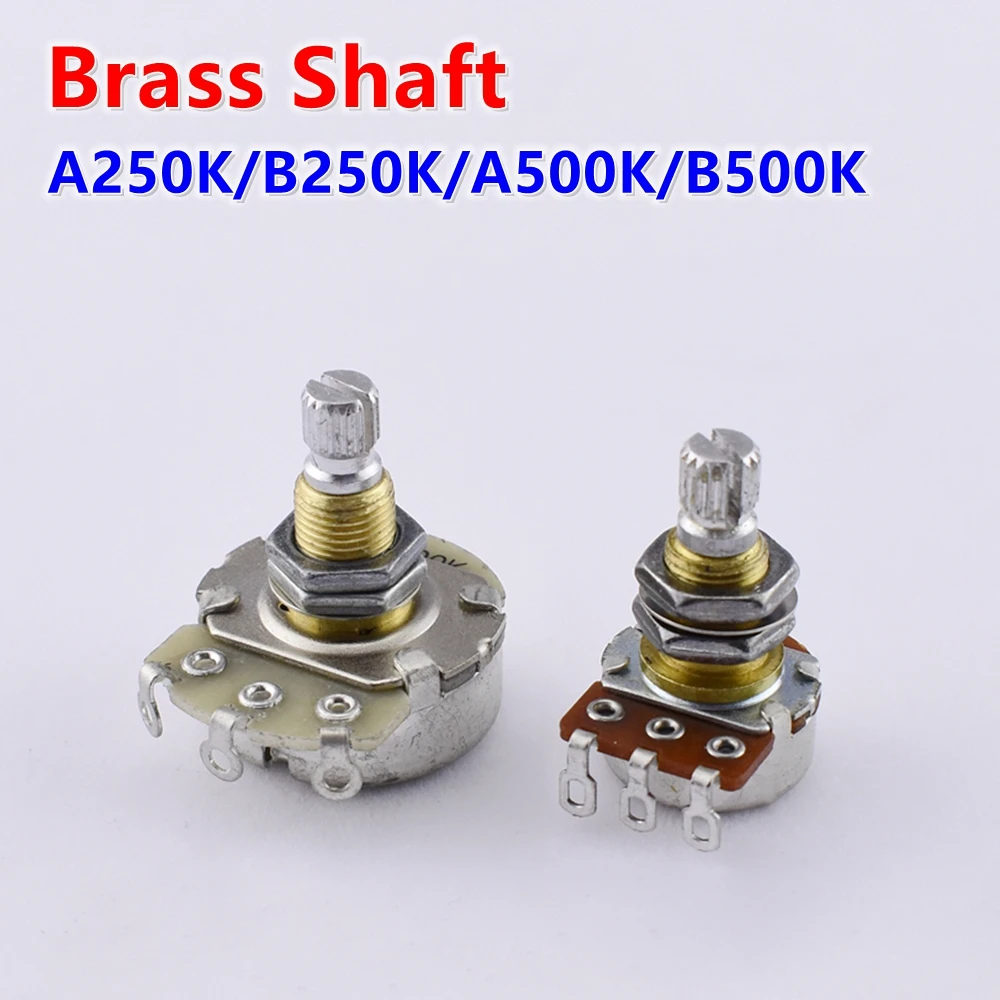 Alpha Brass Shaft  Potentiometer(POT) For Electric Guitar Bass - (A250K/B250K/A500K/B500K) Made in Korea