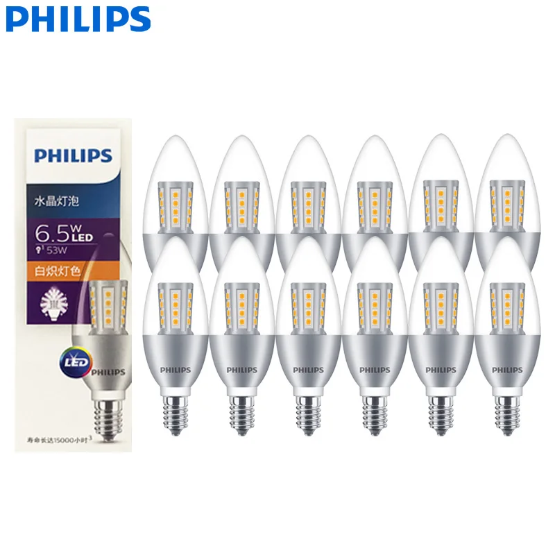 Philips Fashion Silver Base B35 Crystal LED Candle E14 Screw Bulb 6.5W 2700K Warm Soft Home Chandelier Light