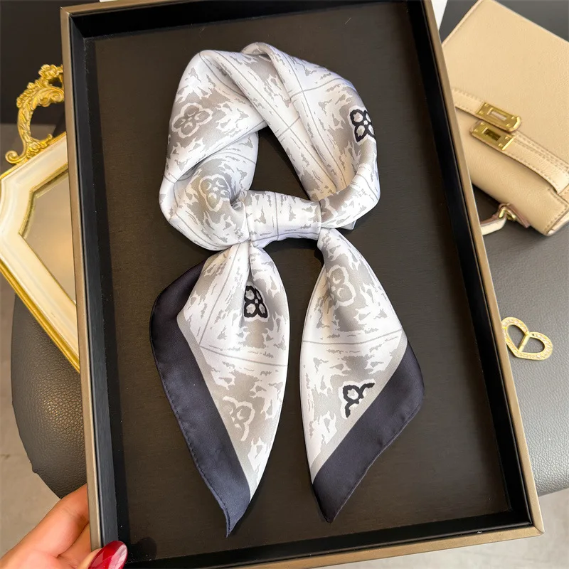 

Роскошный квадратный платок для женщин: элегантный женский шарф-хиджаб с принтом, однотонная мягкая шелковая шаль, подходящая к рубашке