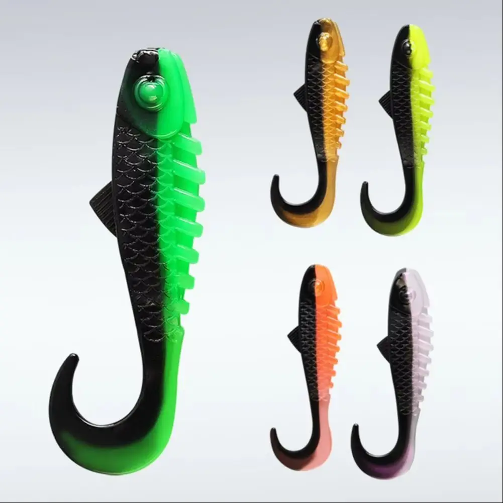 

10Pcs Fishing Bait With Curved Tail Natural Swimming Posture Artificial Lure Soft Bug Wild Fishing For Perch, Black Fish 2025