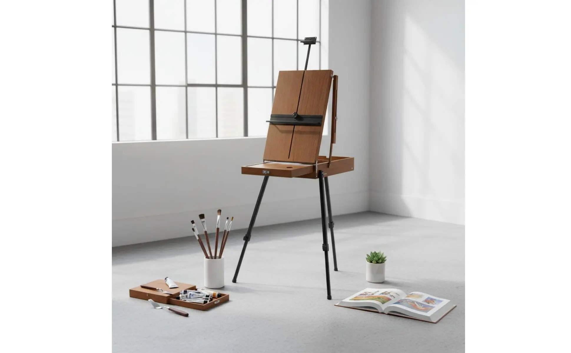 Aluminum Easel Box Multifunctional Portable Easel Box Lightweight Foldable for Artists, Outdoor Sketching, Travel