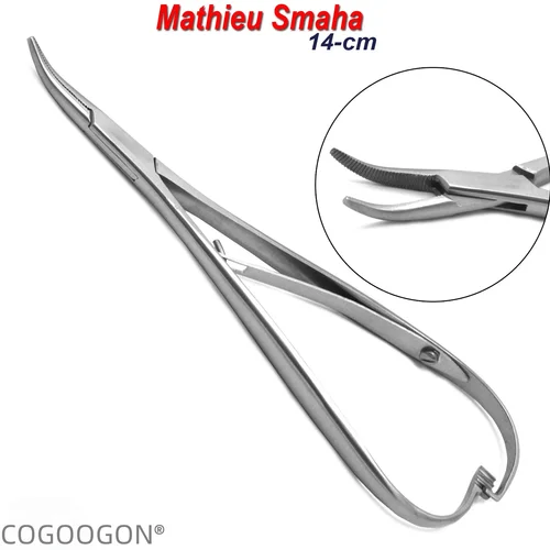 Imagen 1 del producto 1 unidad de Pinza de Sutura Quirúrgica Curva Mathieu para Ortodoncia, 14 cm