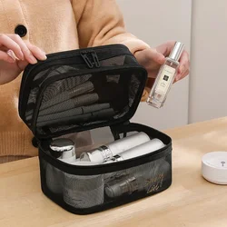 Custodia per trucco trasparente organizer in rete custodia per articoli da toeletta borsa per cosmetici da viaggio con cerniera Casual borsa per cosmetici da viaggio per donna