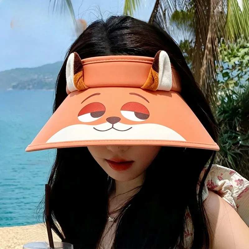 

Anime Zootopia Nick Wilde Judy Hopps Open-Top Sun Hat, UV Protection Wide Brim Outdoor Cycling Cap, Breathable Quick Dry