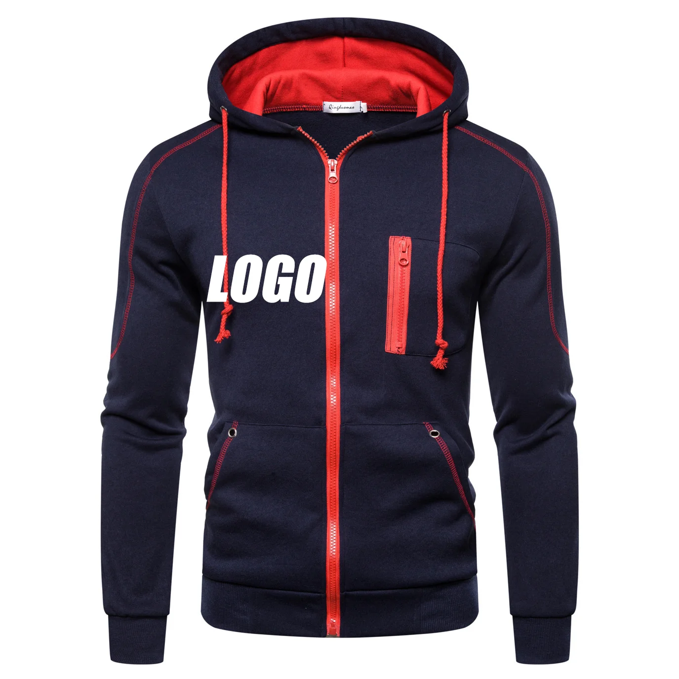 

New Brand Mens Fashion Custom Your Logo Jacket Winter Zipper Hoodie Sweater Coat Casual Sports Jacket