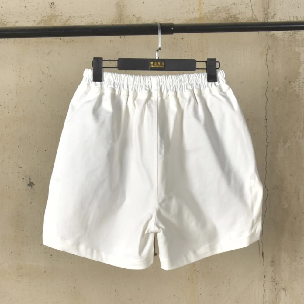 High Street RO Fashion Shorts Men's Elastic Waist Quarter Length Cotton Twill Soft and Comfortable Streetwear Pants