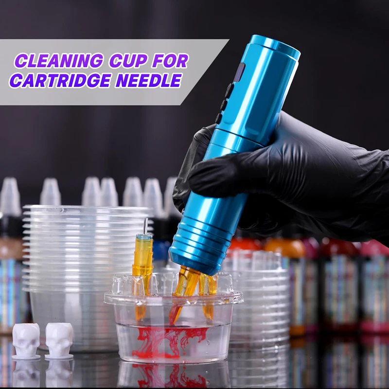 20pcs/pack Plastic Disposable Tattoos Needle Holder Tattoos Cartridge Needle Trays Ink Cup Holder for Permanent Makeup Body Art