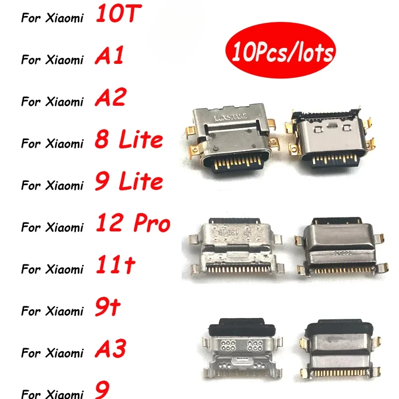 

10Pcs，Micro USB Jack Charging Socket Charger Port Plug Dock Connector For Xiaomi 12 11T 9T 9 8 Lite Se A2 A1